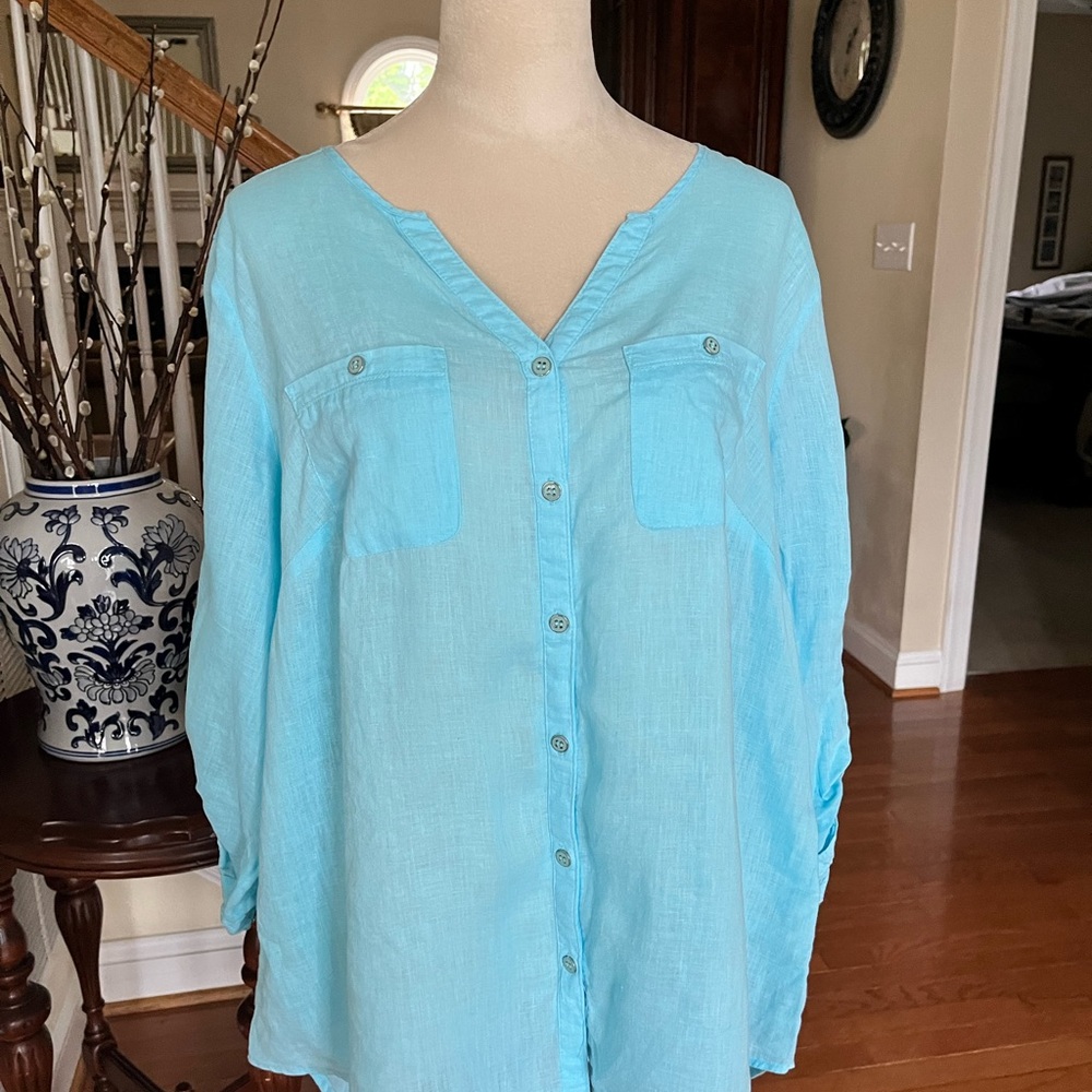 Linen tunic top from JM Collection in 16W